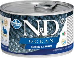 Farmina N&D (Фармина НД) Ocean Mini Консервы беззерновые для взрослых собак мелких пород с сельдью и креветками 140 г