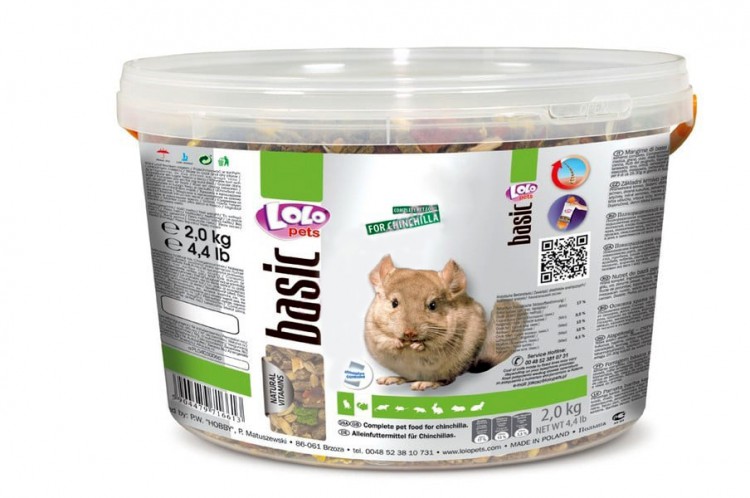 Lolo Pets Food Complete Chincilla Bucket Полнорационный корм для шиншилл, Ведро 1,9 кг