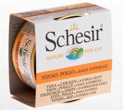 Schesir (Шезир) Tonno Pollo Salsa naturale - Корм для кошек с Тунцом и Куриным филе в Натуральном соусе