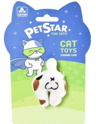 PET STAR Игрушка д/кошек Попка кота, бел./беж., плюшевая 4.7*7.7см