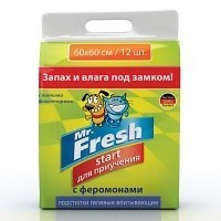 MrFresh Start для приучения Подстилки ультратонкие впитывающие 60*60 см 12 шт