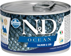 Farmina N&D (Фармина НД) Ocean Mini Консервы беззерновые для взрослых собак мелких пород с лососем и треской 140 г