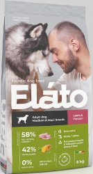 ЭЛАТО (ELATO) Корм д/взрослых собак средних и крупных пород с ягненком и олениной 8кг