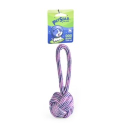Pet Star Игрушка для собак Мяч с веревкой фиолетовый 18*6 см