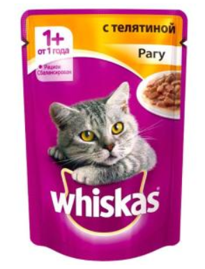 Whiskas (Вискас) Влажный корм для взрослых кошек с телятиной в рагу 75 г