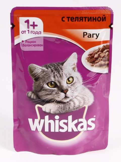 Whiskas (Вискас) Влажный корм для взрослых кошек с телятиной в рагу 75 г