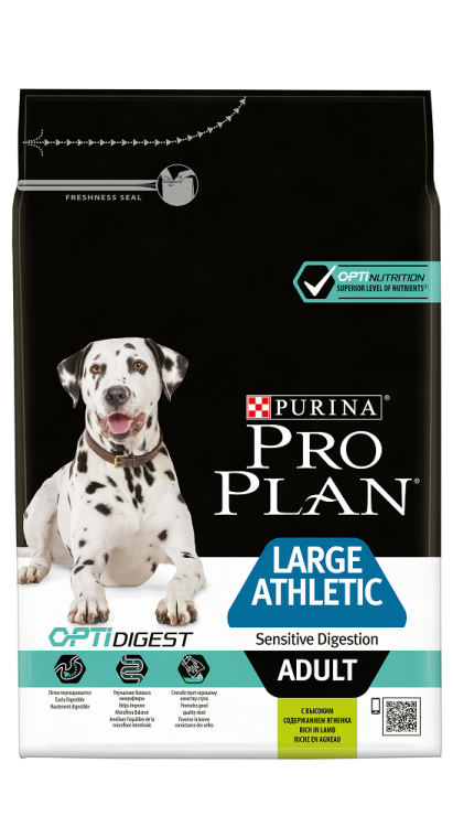 PRO PLAN OPTIDIGEST для взрослых собак крупных пород с атлетическим телосложением с чувствительным пищеварением с ягненком 14 кг