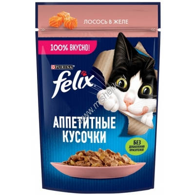 Purina Felix (Пурина Феликс) Аппетитные кусочки Пауч для кошек с лососем в желе 75 г