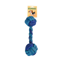 Homepet Игрушка для собак Гантель из каната сине-голубая для собак 6 см * 25 см синяя