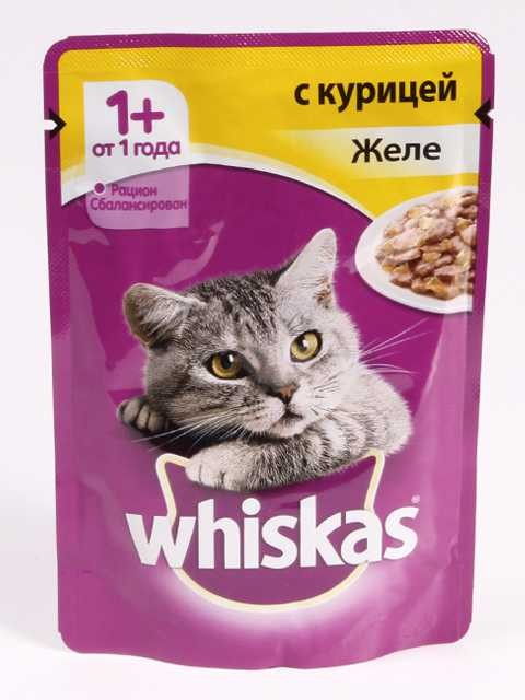 Whiskas (Вискас) Влажный корм для кошек с курицей в желе 75 г