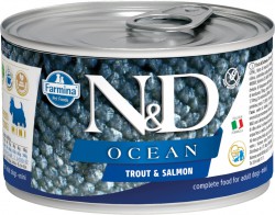 Farmina N&D (Фармина НД) Ocean Mini Консервы беззерновые для взрослых собак мелких пород с форелью и лососем 140 г