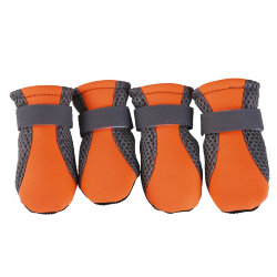 Дышащие кроссовки для собак со светоотражающими вставками, оранжевые S