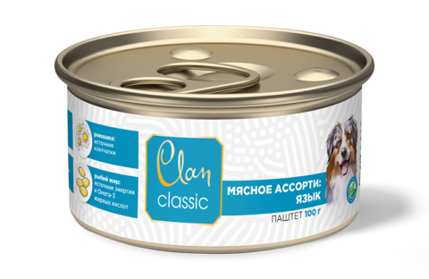 Clan classic паштет мясное ассорти с языком для собак 100 г