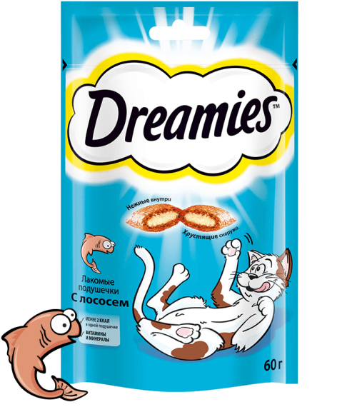 Dreamies (Дримс) - Лакомство Подушечки с Лососем