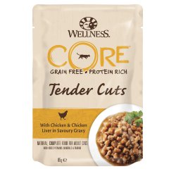 CORE Tender Cuts Влажный корм д/кошек Курица с куриной печенью в виде нарезки в соусе 85г