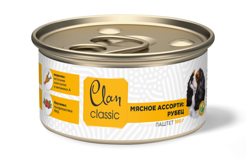 Clan classic паштет мясное ассорти с рубцом для собак 100 г