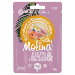 Molina (Молина) Пауч для взрослых кошек Цыпленок и Креветки в соусе 70 г
