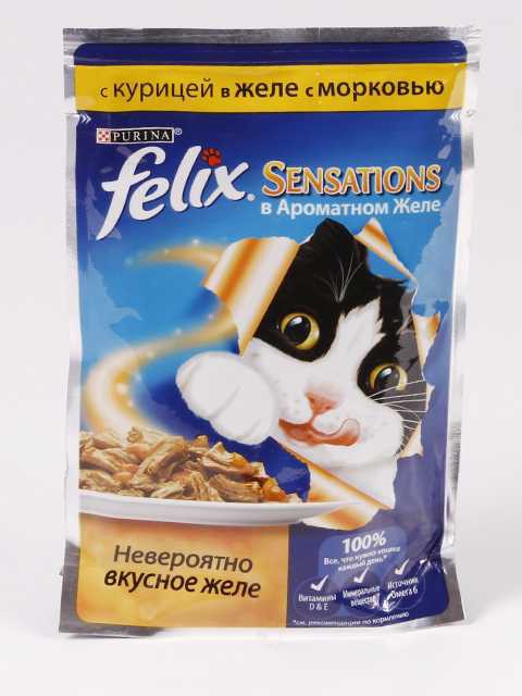Felix (Феликс) Sensation - Корм для кошек с Курицей и Морковью в Желе