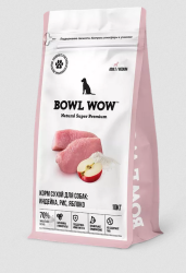 Bowl wow Сухой корм для собак средних пород с индейкой, рисом и яблоком 10 кг