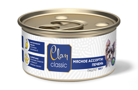 Clan classic паштет мясное ассорти с печенью для собак 100 г