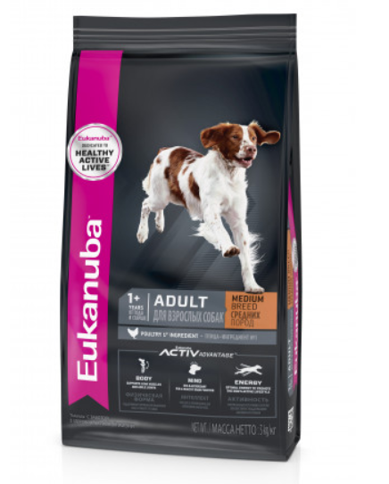 Eukanuba (Экануба) Adult Medium breed Сухой корм для взрослых собак средних пород с курицей 3 кг