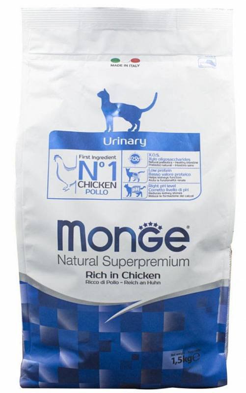 Monge Urinary Сухой корм для профилактики заболеваний почек у кошек с курицей 1,5 кг