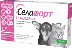 Селафорт 15 мг Капли на холку для кошек и собак весом до 2,5 кг 1 пипетка