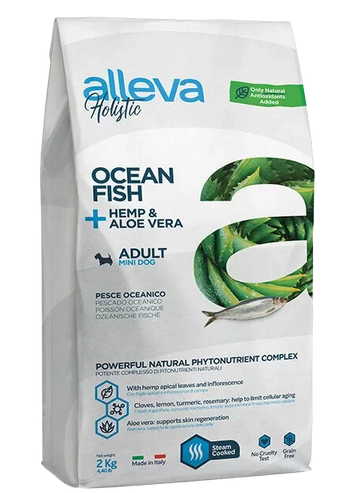 Alleva Holistic (Аллева Холистик) Mini Сухой корм для взрослых собак мини пород с океанической рыбой, коноплей и алоэ вера 2 кг
