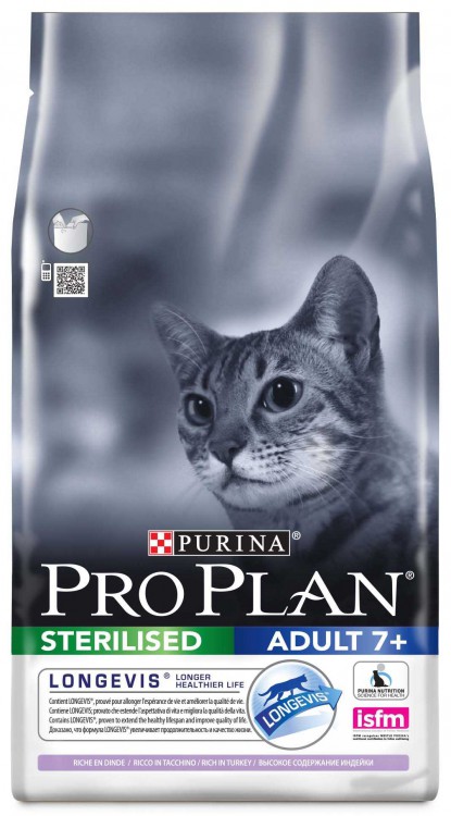 Pro Plan (ПроПлан) Sterilised 7+ Turkey - Сухой корм для кастрированных котов и стерилизованных кошек старше 7 лет с Индейкой 400 г