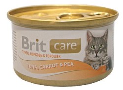 Brit Care Консервы д/кошек тунец, морковь, горошек 80 г