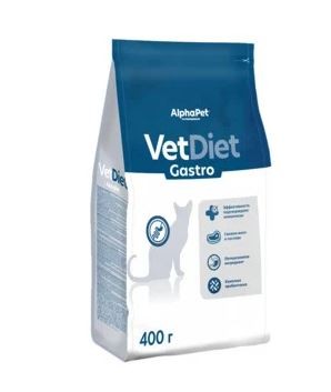 AlphaPet VetDiet Gastro Сухой корм для взрослых кошек при острых расстройствах пищеварения 400 г