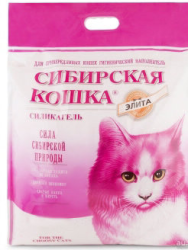Siberian cat Сибирская кошка Элита Наполнитель для кошачьего туалета силикагелевый розовый 4 л