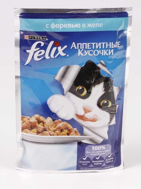 Purina Felix (Пурина Феликс) Аппетитные кусочки Пауч для кошек с форелью в желе 75 г