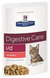 Hills (Хиллс) Prescription Diet i/d Feline Salmon - Корм для кошек с Лососем при заболеваниях Пищеварения, ЖКТ (Пауч)