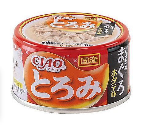 Inaba Toromi (Инаба Тороми) Консервы для кошек с куриным филе, тунцом магуро и морским гребешком в бульоне 80 г