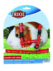 Trixie (Трикси) - Шлейка с поводком нейлоновая для Морских свинок 1,2 м/ 13 мм с рисунком
