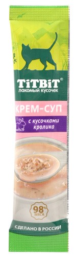 TiTBiT Лакомство для кошек Крем-суп с кусочками кролика 10 г