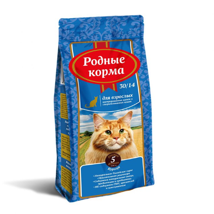 Родные корма для стерилизованных кошек с птицей 2,045 кг