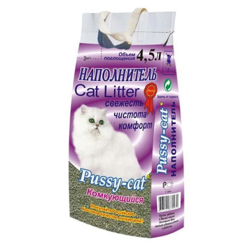 Pussy cat Наполнитель для кошачьего туалета комкующийся (сиреневый) 4,5 л