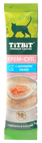 TiTBiT Лакомство для кошек Крем-суп с кусочками лосося 10 г