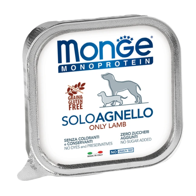 MONGE Dog Monoprotein Solo Влажный корм д/собак Паштет из ягненка 150 г