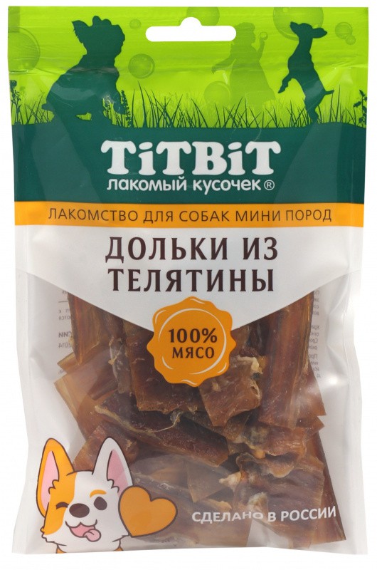 TiTBiT Лакомство для собак мини пород Дольки из телятины 70 г