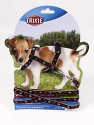 Trixie (Трикси) - Шлейка с поводком нейлоновая 23-34 см/ 2 м/ 10 мм с рисунком для Щенков