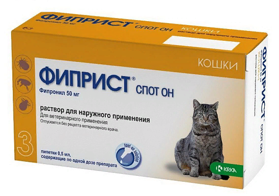 KRKA Фиприст спот он для кошек Фипронил 50 мг 0,5 мл (1 пипетка)