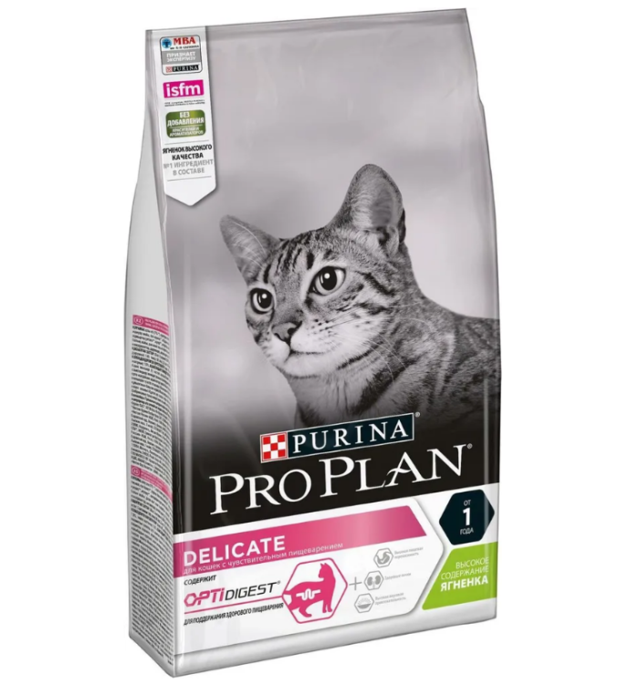 Pro Plan (ПроПлан) Delicate - Корм для кошек с чувствительной Кожей и Пищеварением с Ягненком 1,5 кг