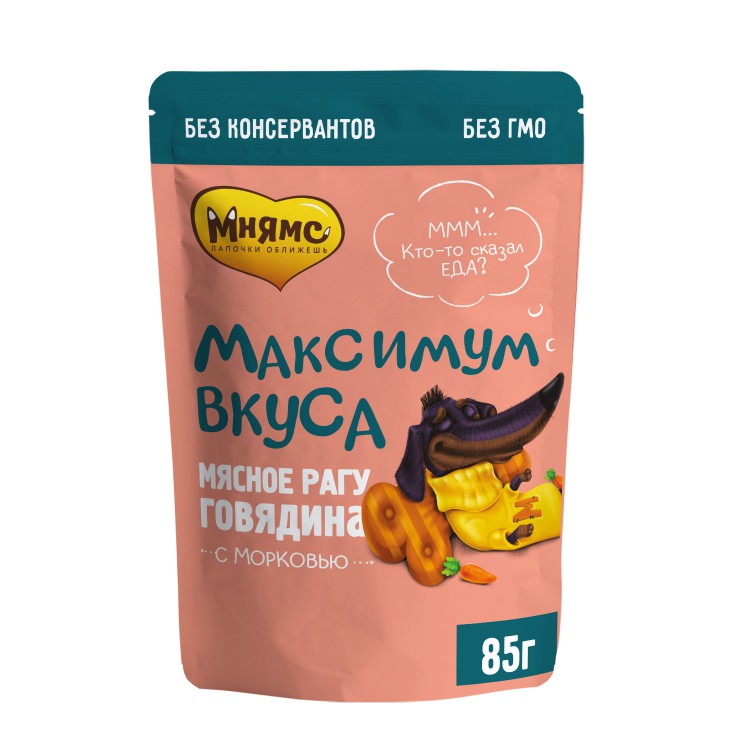 Мнямс Максимум вкуса пауч мясное рагу с говядиной и морковью для собак 85 г