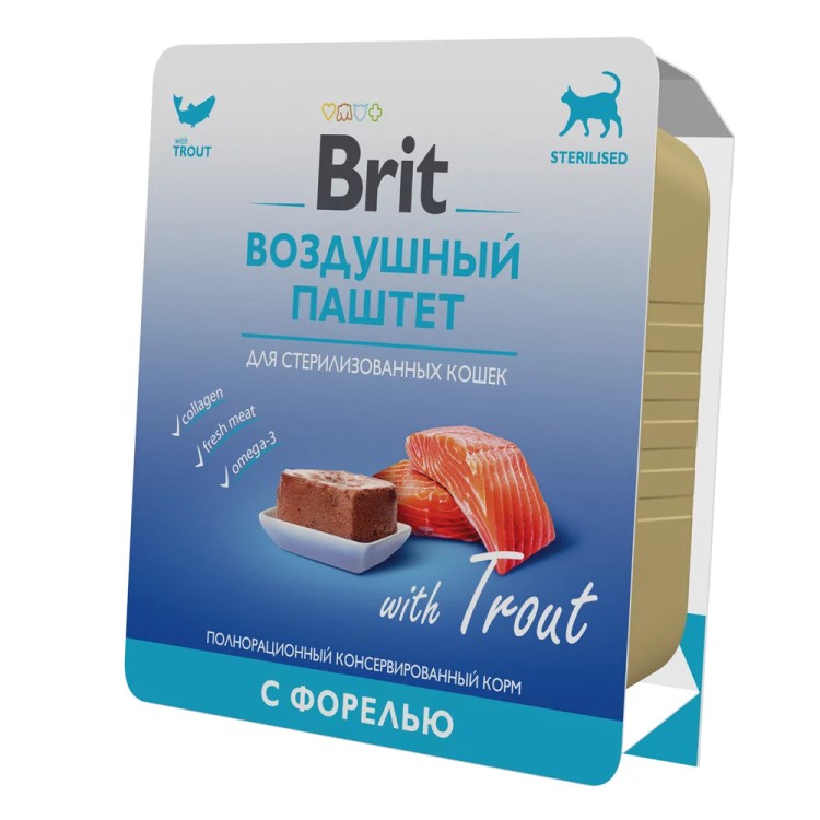 Brit Premium (Брит Премиум) Консервы для стерилизованных кошек и кастрированных котов с форелью воздушный паштет 100 г