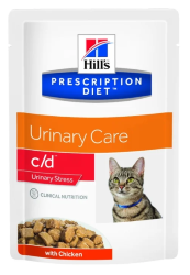 Hill's (Хиллс) Prescription Diet C/d Urinary Stress Пауч лечебный для кошек при мочекаменной болезни МКБ и стрессе с курицей 85 г