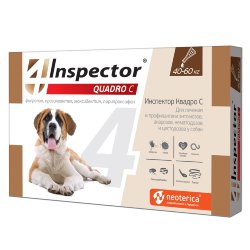 Inspector Quadro (Инспектор Квадро) Капли на холку для собак весом от 40 до 60 кг 1 пипетка