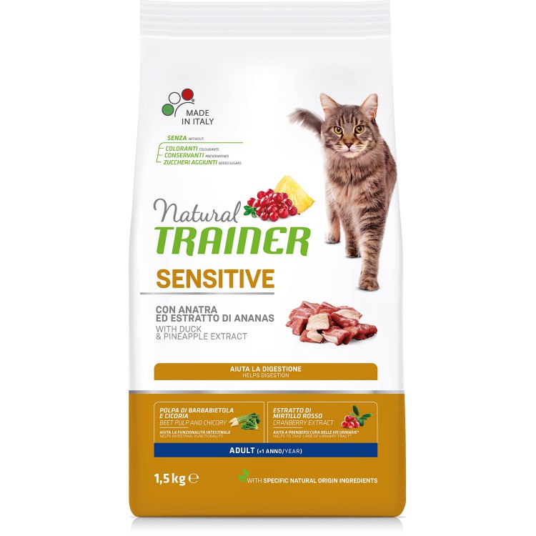 Trainer (Тренер) Natural Cat Sensitive Adult корм для взрослых кошек от 1 года с чувствительным пищеварением с уткой